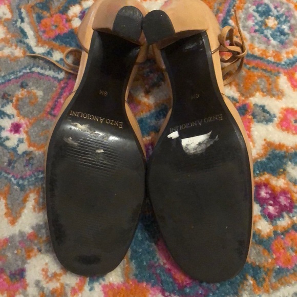 Camel Ankle Tie Heels Enzo Angiolini 6.0 - Picture 5 of 7